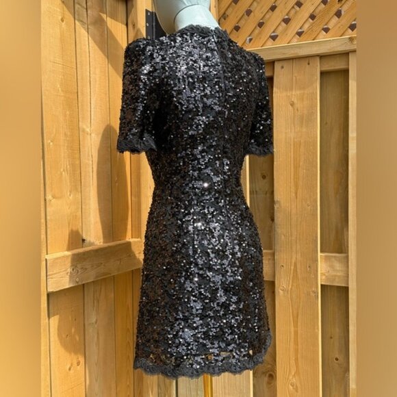 🆕 REBECCA VALLANCE 🧿 NWOT x Nicky Hilton Diana Black Bow Sequin Mini, Sz US 2 - Picture 8 of 16